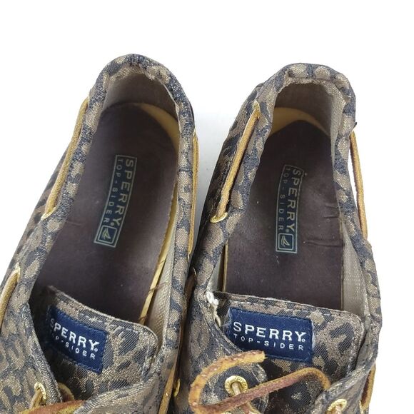 Sperry Top-Sider Sparkly Shimmer Leopard Cheetah Canvas Deck Loafers Shoe Sz 8.5 - Picture 7 of 9